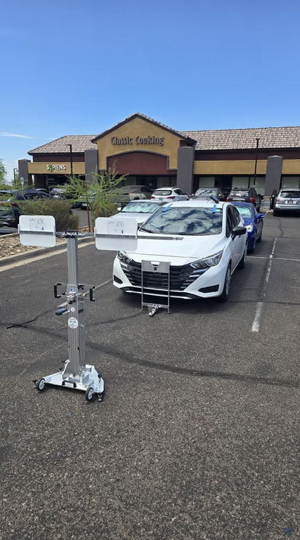 Mobile windshield service on customer vehicle